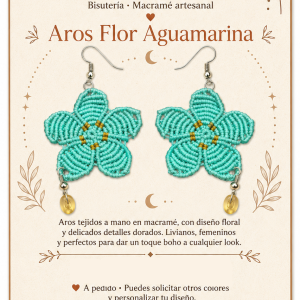 Aros Flor Aguamarina